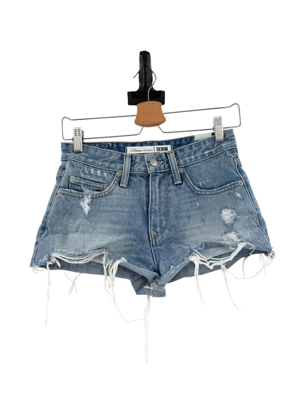 Lovers + Friends Jack High Rise Distressed Cut Off Denim Shorts Genesee Size 24